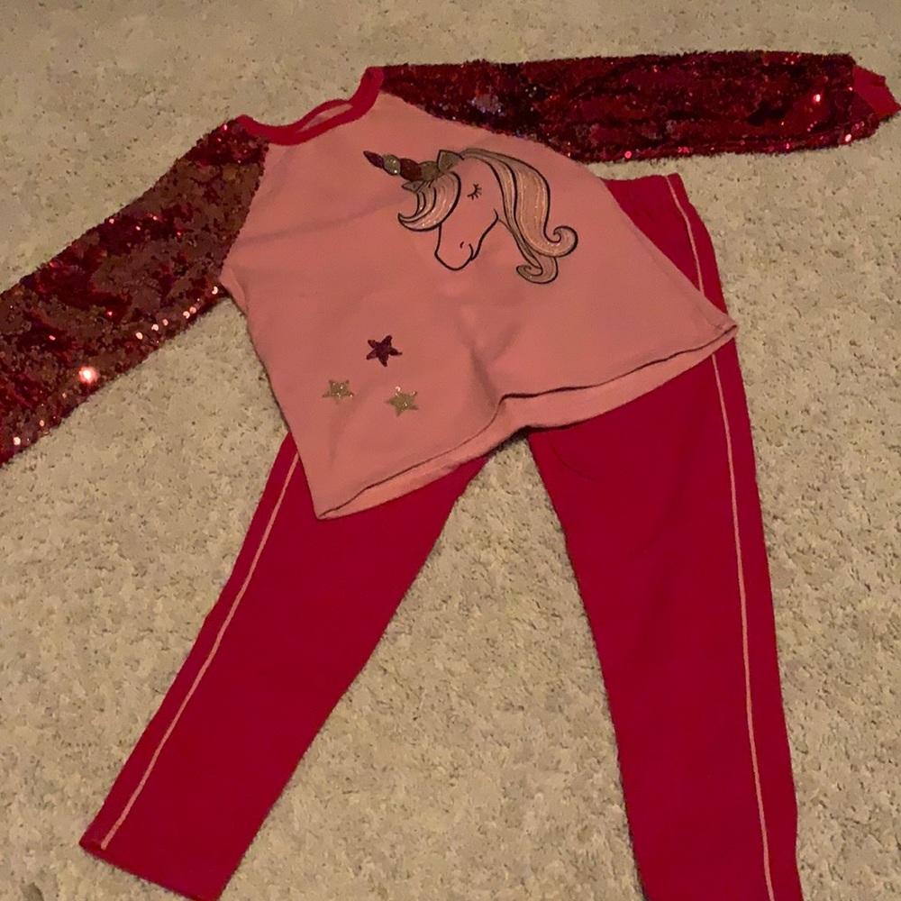 2 pc girls shirt and leggings set